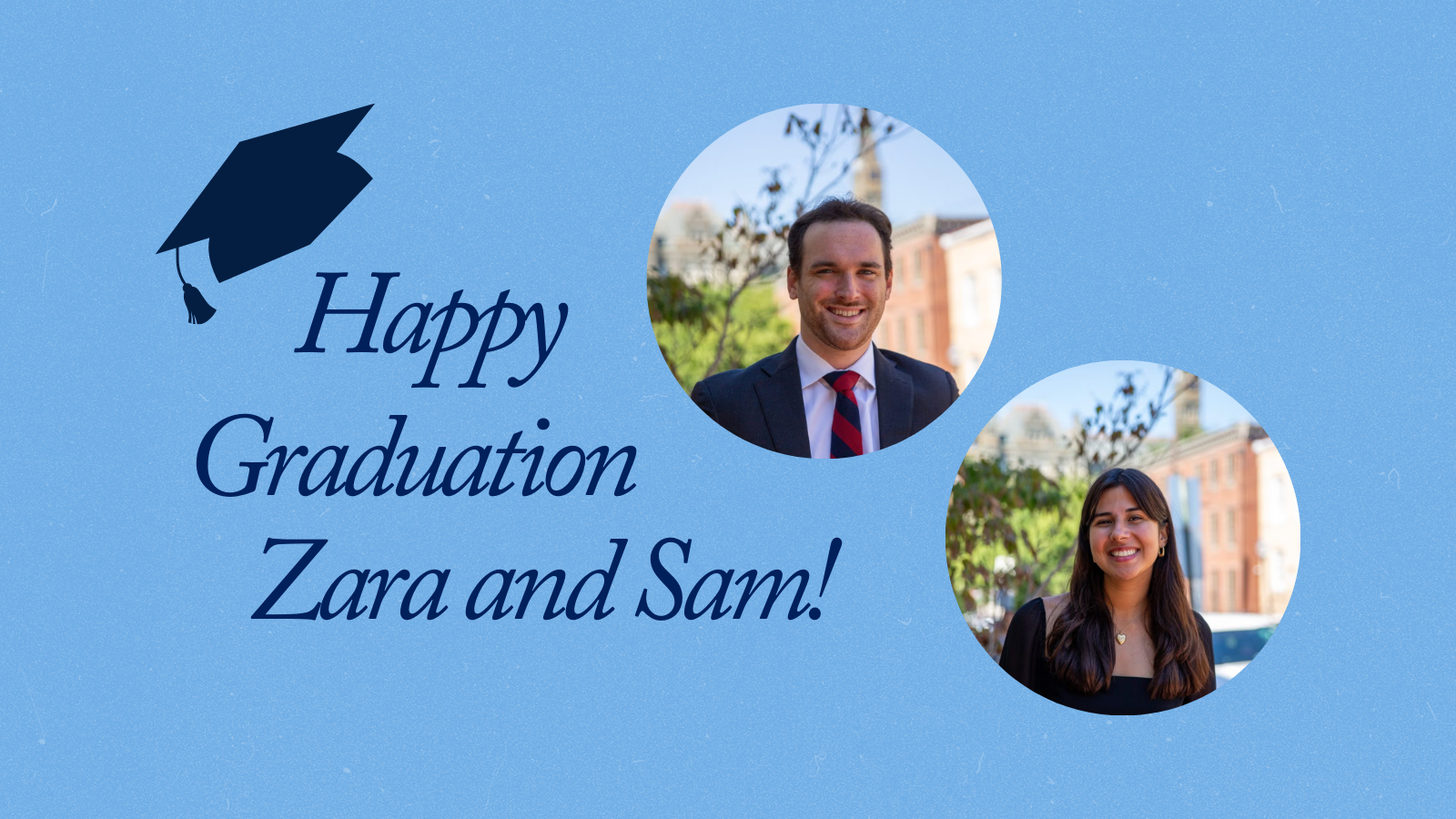 Cover article: happy graduation Zara and Sam
